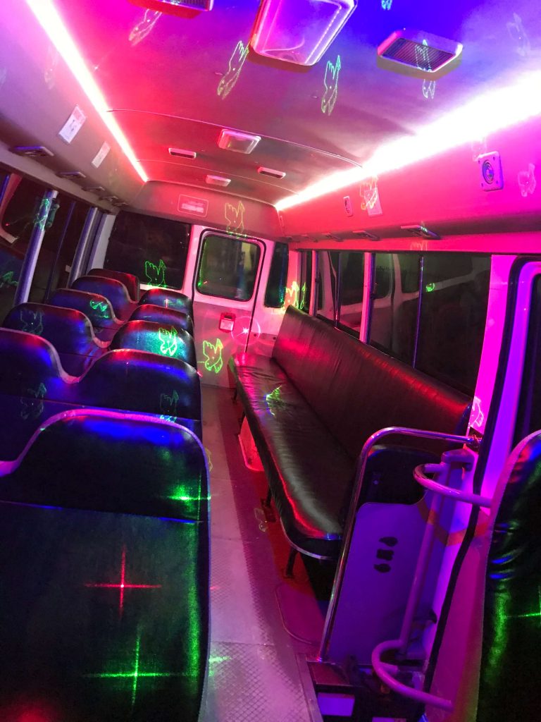 24 seat party bus with bench seat