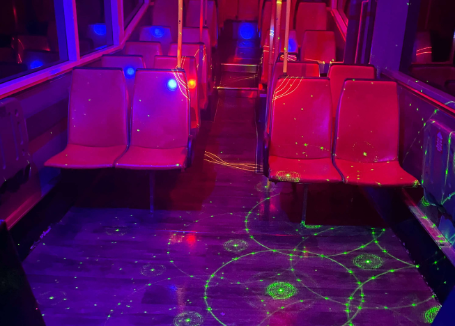 standing party bus with dance floor