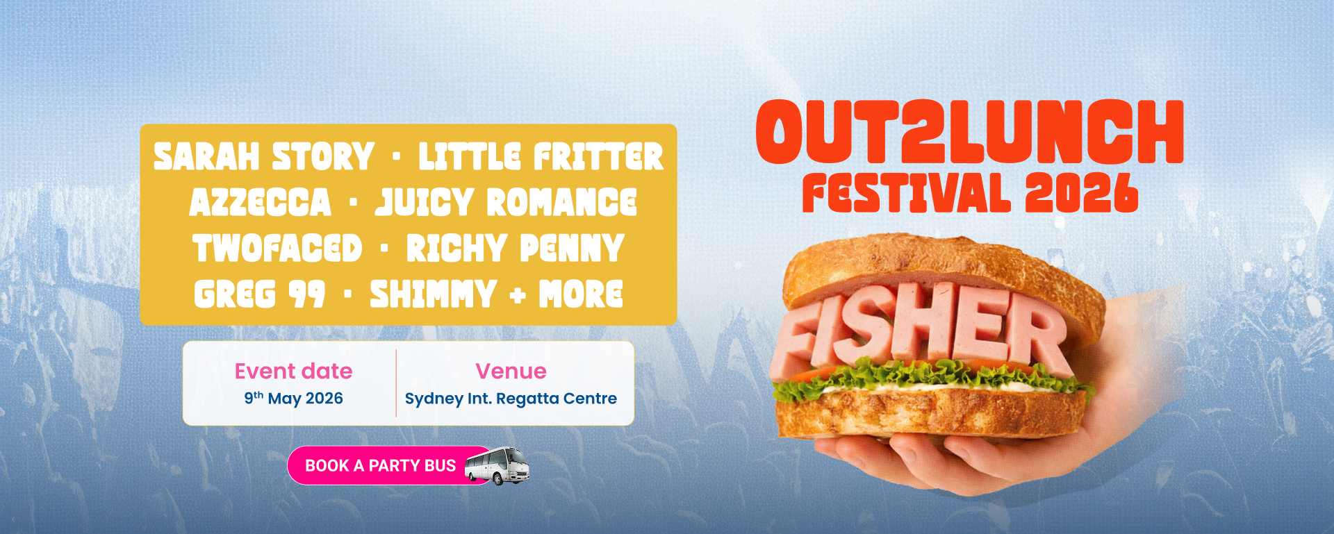 Hire Party Bus for Out 2 Lunch Festival 2026 in Sydney